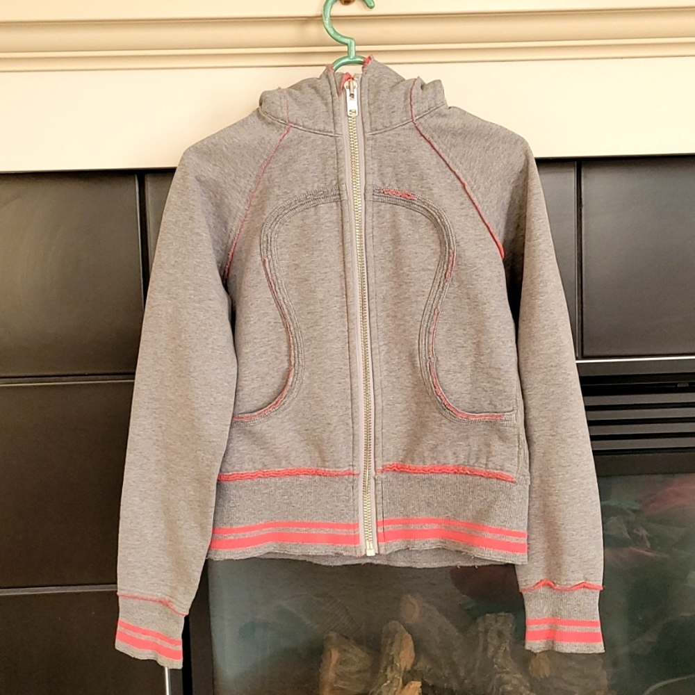 Lululemon gray pink scuba hoodie Size 6 - Picture 1 of 10
